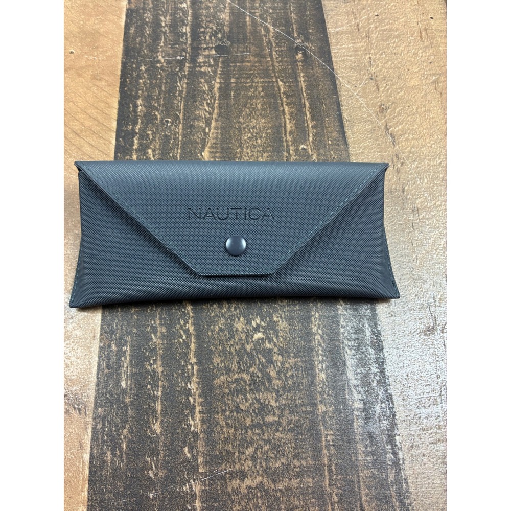 Nautica Navy Blue Textured Eyeglass Case Foldable Snap Closure Sunglasses Pouch